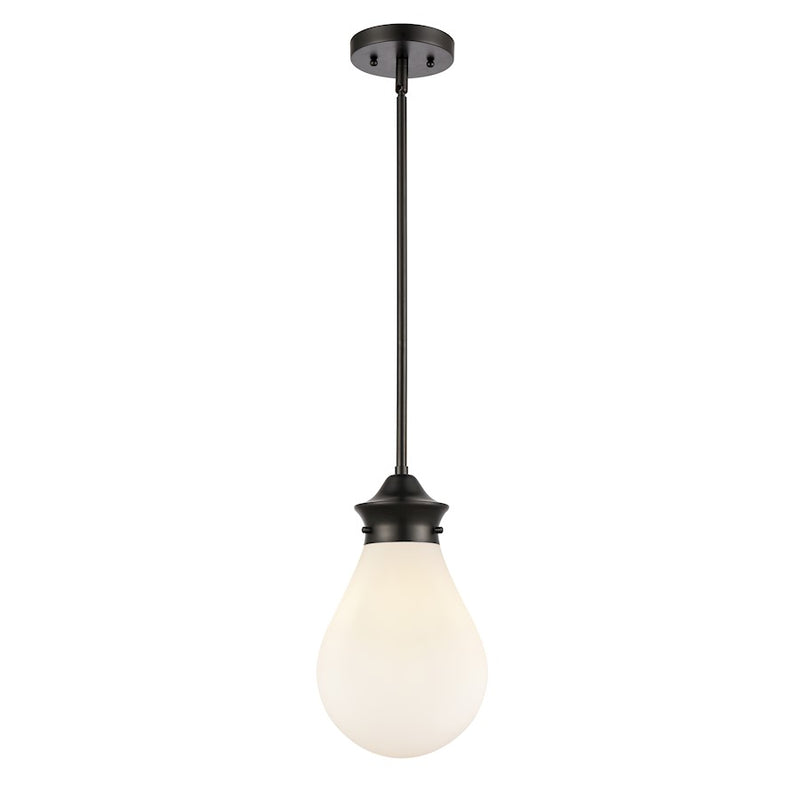Innovations Genesis 13in 1-Light Mini Pendant | Contemporary Matte Black Steel and White Globe Glass | Kitchen Island & Dining | Model 414-1S-BK-8W-LED