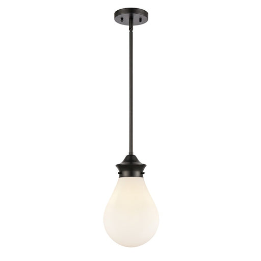 Innovations Genesis 13in 1-Light Mini Pendant | Contemporary Matte Black Steel and White Globe Glass | Kitchen Island & Dining | Model 414-1S-BK-8W-LED
