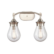 Innovations Genesis 18in 2-Light LED Vanity | Contemporary Satin Nickel and Seedy Glass | Bathroom Vanity Light | Model 414-2W-SN-6SDY-LED