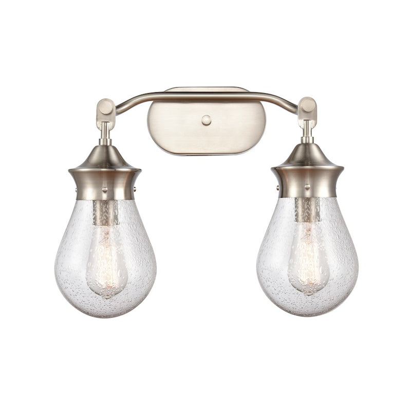 Innovations Genesis 18in 2-Light LED Vanity | Contemporary Satin Nickel and Seedy Glass | Bathroom Vanity Light | Model 414-2W-SN-6SDY-LED