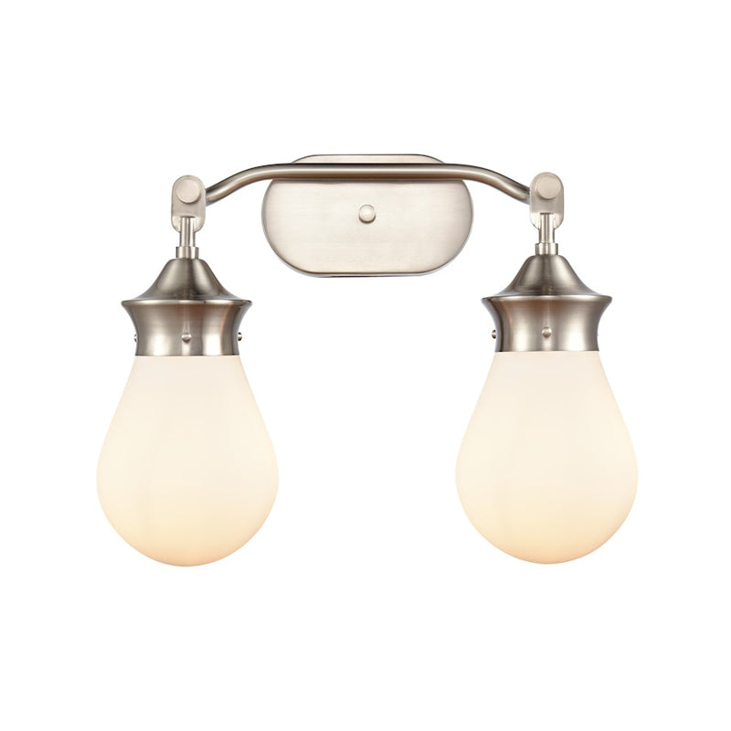 Innovations Genesis 18in 2-Light LED Vanity | Modern Satin Nickel and White Glass | Bathroom Vanity | 18.25 x 15 x 8.88 in | Model 414-2W-SN-6W-LED