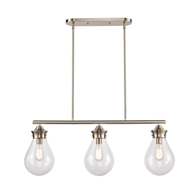 Innovations 414-3I-SN-8CL Genesis Island, Satin nickel/Clear