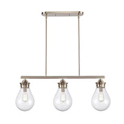 Innovations Genesis 39in 3-Light Island Pendant | Contemporary Satin Nickel Steel and Amber Seedy Glass | Kitchen Island & Dining | Model 414-3I-SN-8SDY