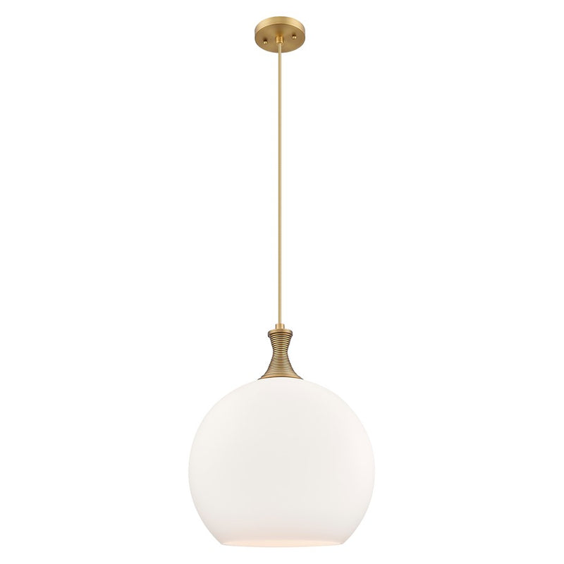 Innovations Astor 1Lt 14" Cord Pendant, Brushed Brass/White - 415-1P-BB-G121-14