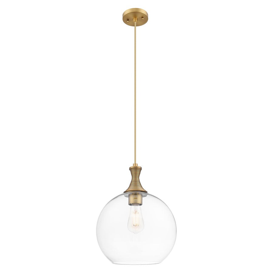 Innovations Astor 12" Cord Mini Pendant, Brushed Brass/Clear - 415-1P-BB-G122-12