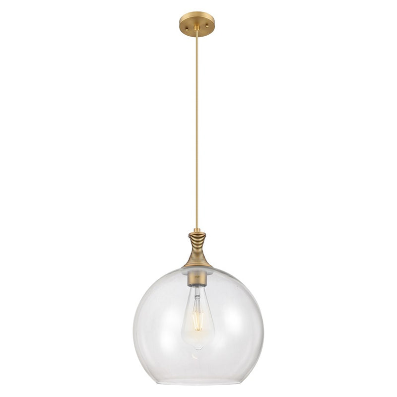 Innovations Astor 1Lt 14" Cord Pendant, Brushed Brass/Clear - 415-1P-BB-G122-14
