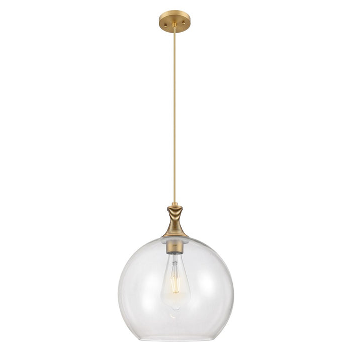 Innovations Astor 1Lt 14" Cord Pendant, Brushed Brass/Clear - 415-1P-BB-G122-14