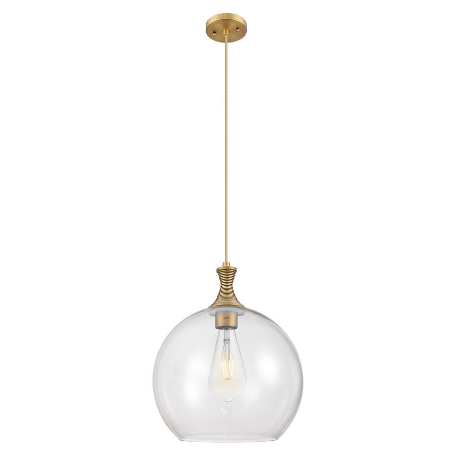 Innovations Astor 1Lt 14" Cord Pendant, Brushed Brass/Clear - 415-1P-BB-G122-14
