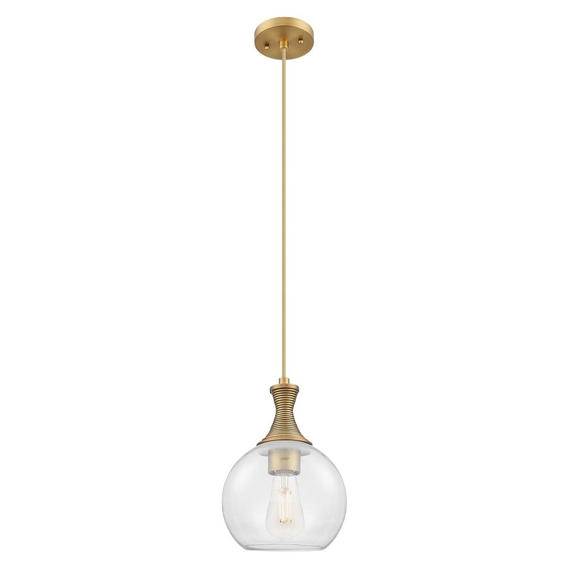 Innovations Astor 8" Cord Mini Pendant, Brushed Brass/Clear - 415-1P-BB-G122-8