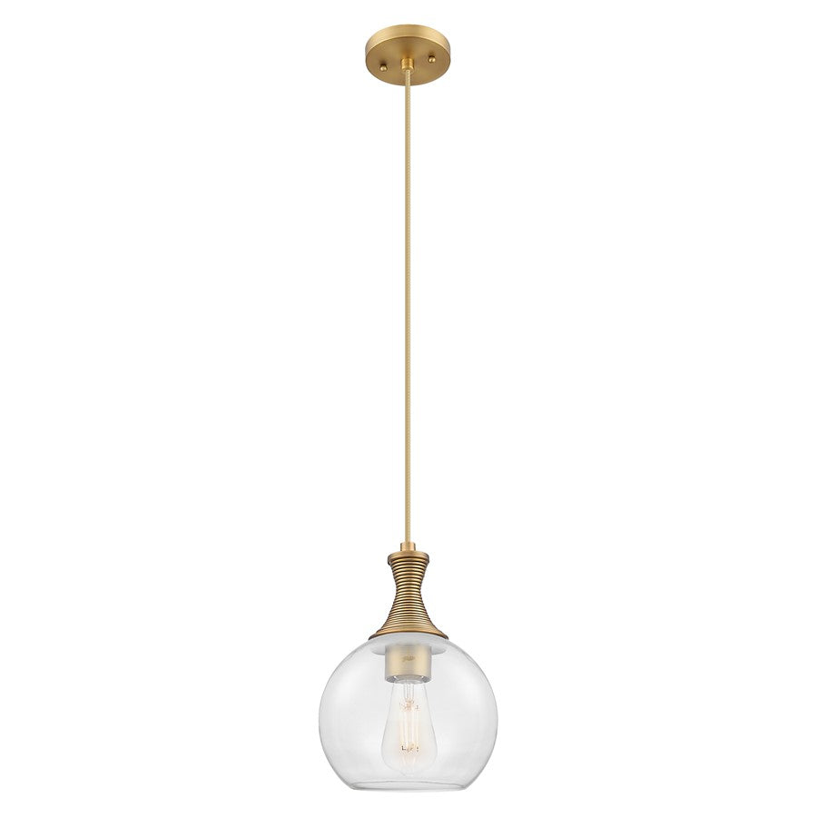 Innovations Astor 8" Cord Mini Pendant, Brushed Brass/Clear - 415-1P-BB-G122-8