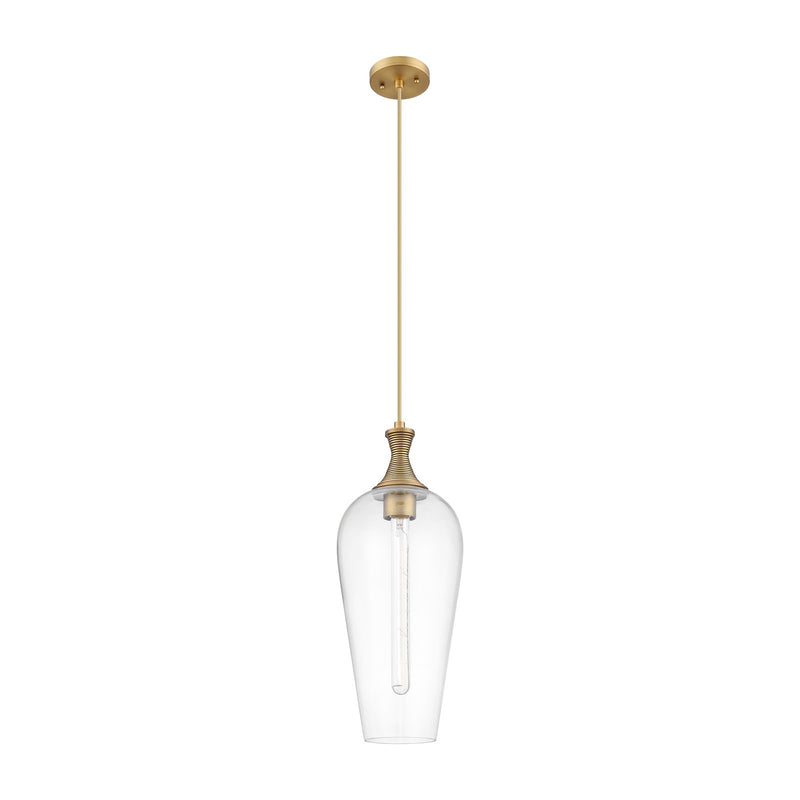 Innovations Chelsea 10in 1-Light Mini Pendant | Brushed Brass and Matte White Glass | Kitchen Island & Dining Room | Model 415-1P-BB-G456-8CL