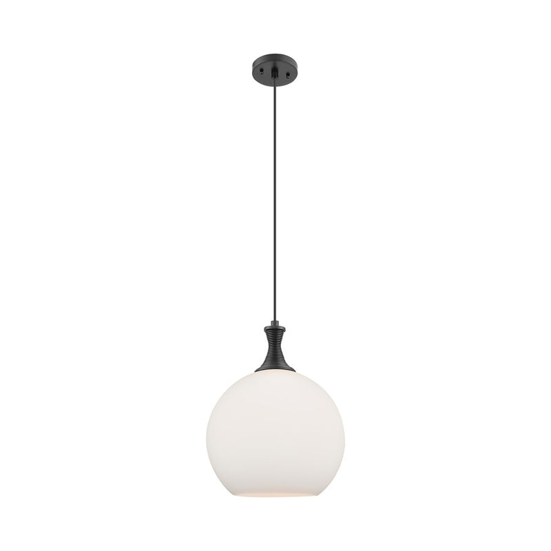 Innovations Astor 1Lt 12" Cord Mini Pendant, Black/White - 415-1P-BK-G121-12