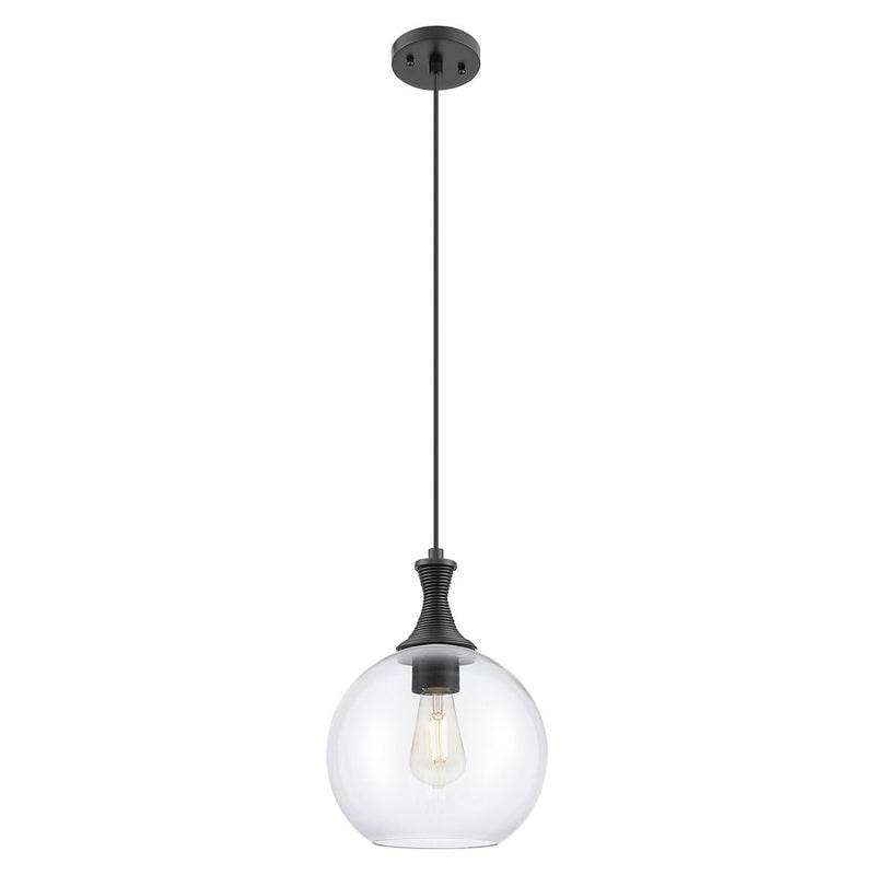 Innovations Astor 1Lt 10" Cord Mini Pendant, Black/Clear - 415-1P-BK-G122-10