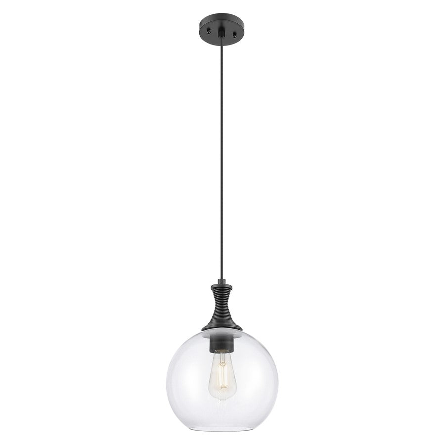 Innovations Astor 1Lt 10" Cord Mini Pendant, Black/Clear - 415-1P-BK-G122-10