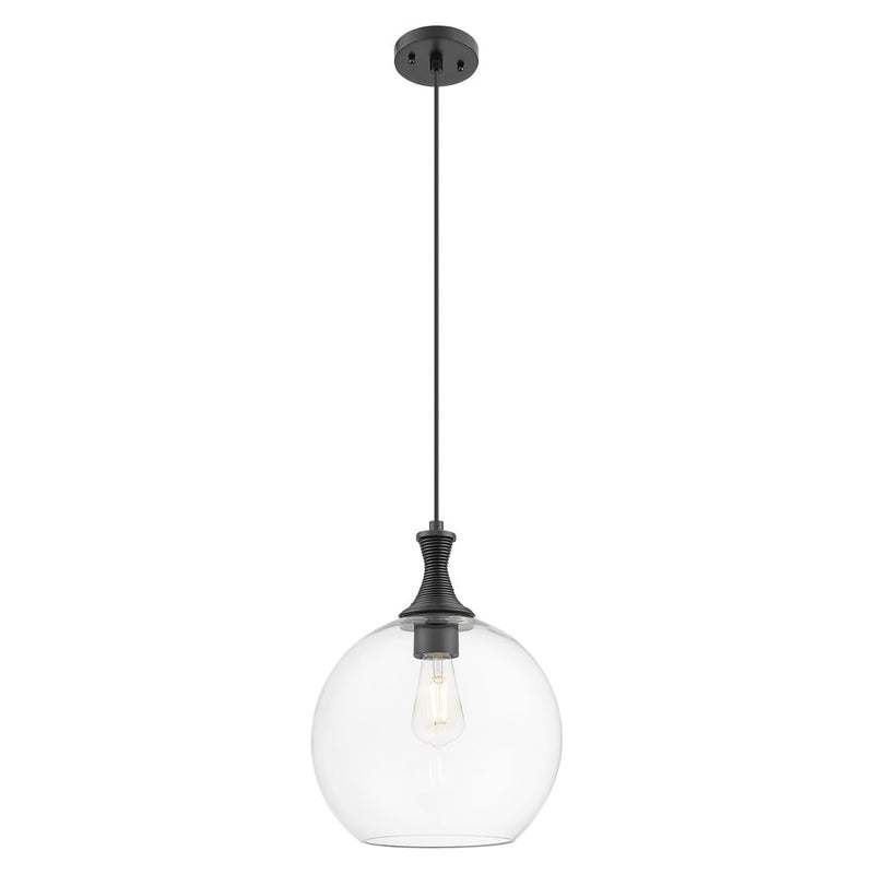 Innovations Astor 1Lt 12" Cord Mini Pendant, Black/Clear - 415-1P-BK-G122-12