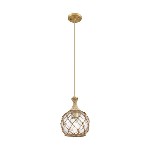 Innovations Astor 8in 1-Light Mini Pendant | Brushed Brass and Clear Glass | Kitchen Island & Dining Room | Model 415-1PR-BB-G122-8RB