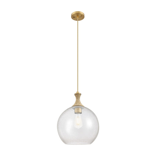 Innovations Astor 12in 1-Light Mini Pendant | Industrial Brushed Brass and Seedy Glass | Kitchen Island & Dining Room | Model 415-1PR-BB-G124-12