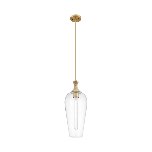 Innovations Chelsea 10in 1-Light Mini Pendant | Industrial Brushed Brass and Matte White Glass | Kitchen Island & Dining | Model 415-1PR-BB-G456-8CL