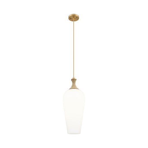 Innovations Chelsea 10in 1-Light Mini Pendant | Brushed Brass and Matte White Glass | Kitchen Island & Dining Room | Model 415-1PR-BB-G456-8WH