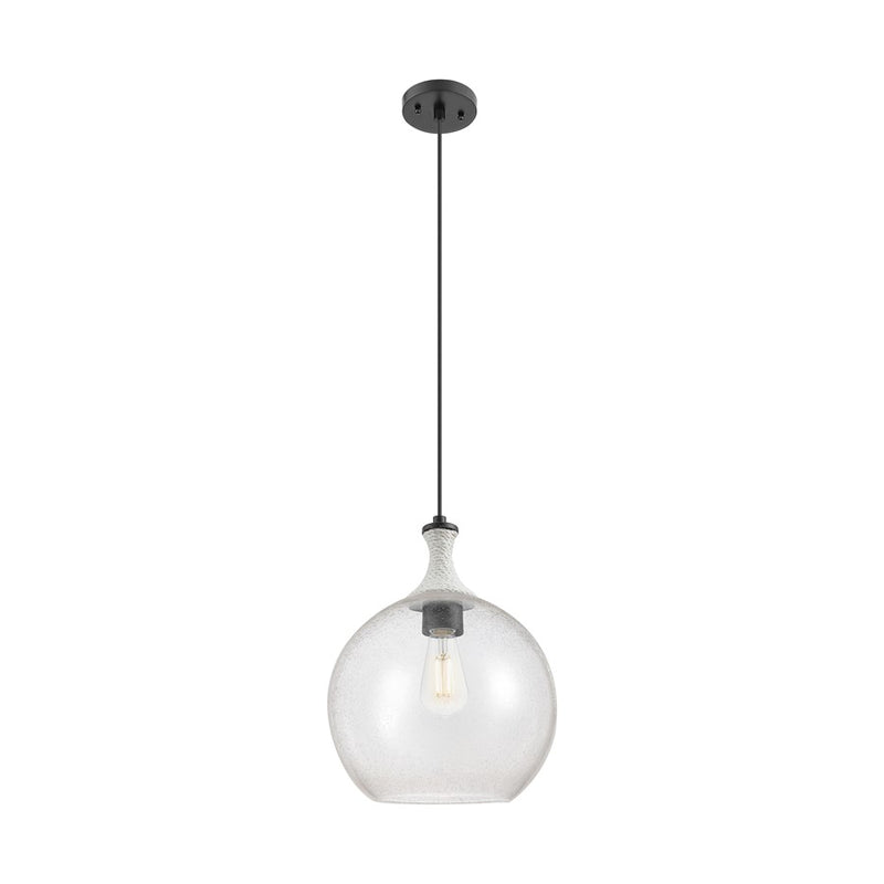 Innovations Astor 1Lt 12" Cord Mini Pendant, BK/WhiteSD - 415-1PR-BK-G124-12