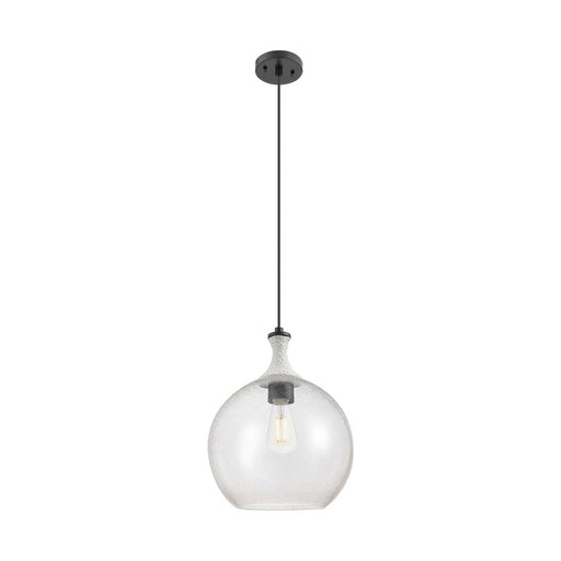 Innovations Astor 1Lt 12" Cord Mini Pendant, BK/WhiteSD - 415-1PR-BK-G124-12