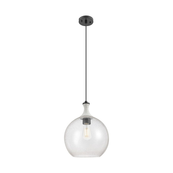 Innovations Astor 1Lt 12" Cord Mini Pendant, BK/WhiteSD - 415-1PR-BK-G124-12
