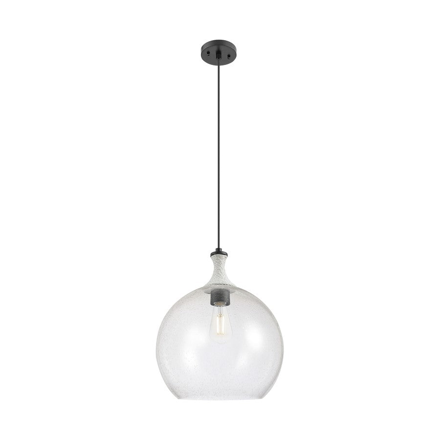 Innovations Astor 1Lt 14" Cord Pendant, BK/WhiteSD - 415-1PR-BK-G124-14