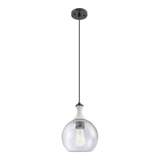 Innovations Astor 1Lt 8" Cord Mini Pendant, BK/WhiteSD - 415-1PR-BK-G124-8