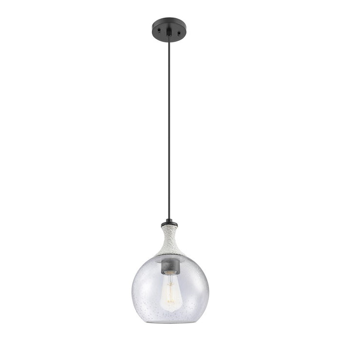 Innovations Astor 1Lt 8" Cord Mini Pendant, BK/WhiteSD - 415-1PR-BK-G124-8