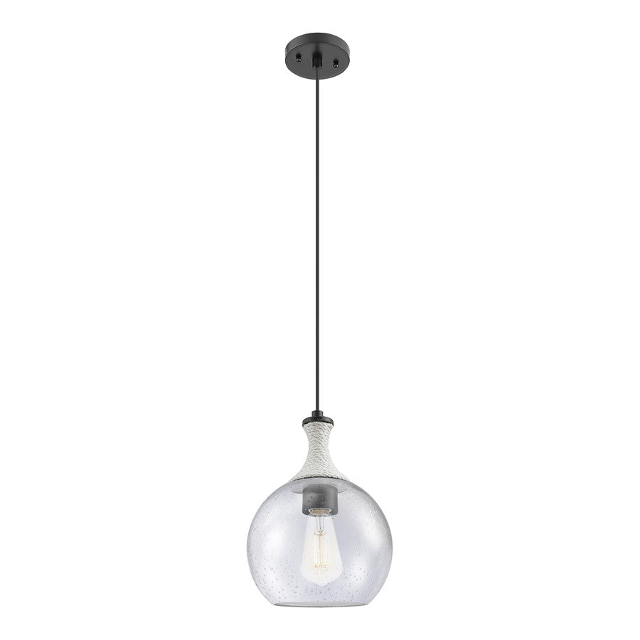 Innovations Astor 1Lt 8" Cord Mini Pendant, BK/WhiteSD - 415-1PR-BK-G124-8
