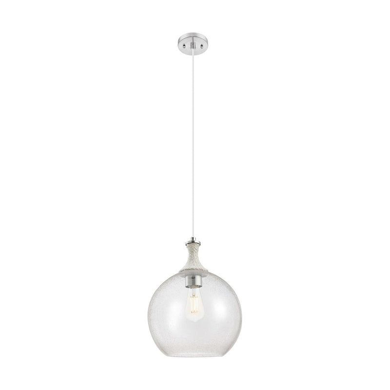Innovations Astor 1Lt 12" Cord Mini Pendant, SN/WhiteSD - 415-1PR-SN-G124-12