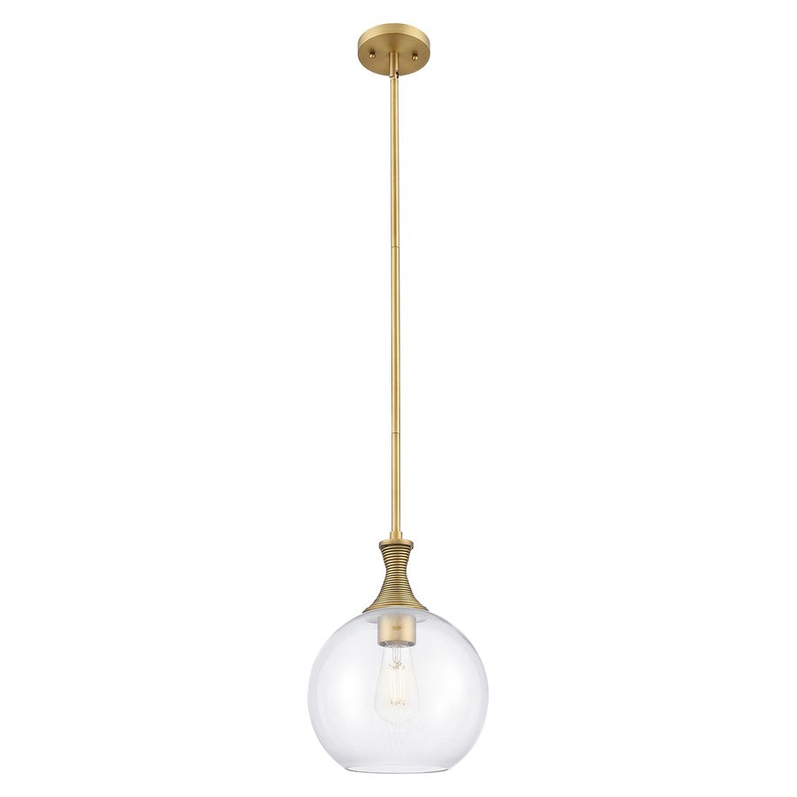 Innovations Astor 10" Stem Mini Pendant, Brushed Brass/Clear - 415-1S-BB-G122-10