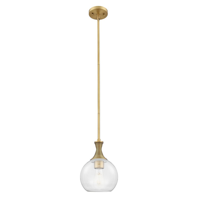 Innovations Astor 8" Stem Mini Pendant, Brushed Brass/Clear - 415-1S-BB-G122-8