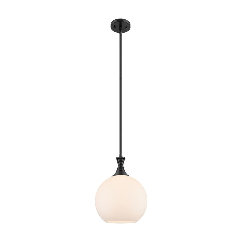 Innovations Astor 1Lt 10" Stem Mini Pendant, Black/White - 415-1S-BK-G121-10