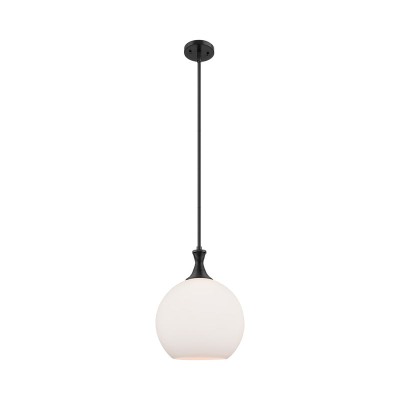 Innovations Astor 1Lt 12" Stem Mini Pendant, Black/White - 415-1S-BK-G121-12