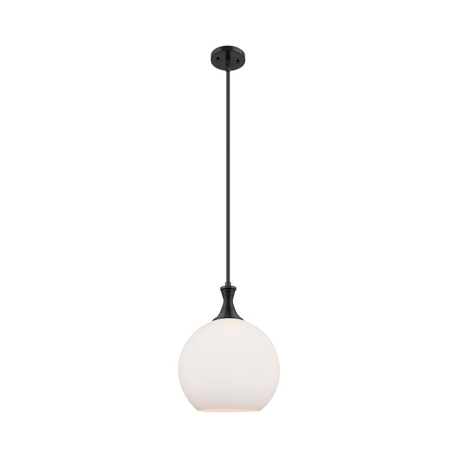 Innovations Astor 1Lt 12" Stem Mini Pendant, Black/White - 415-1S-BK-G121-12