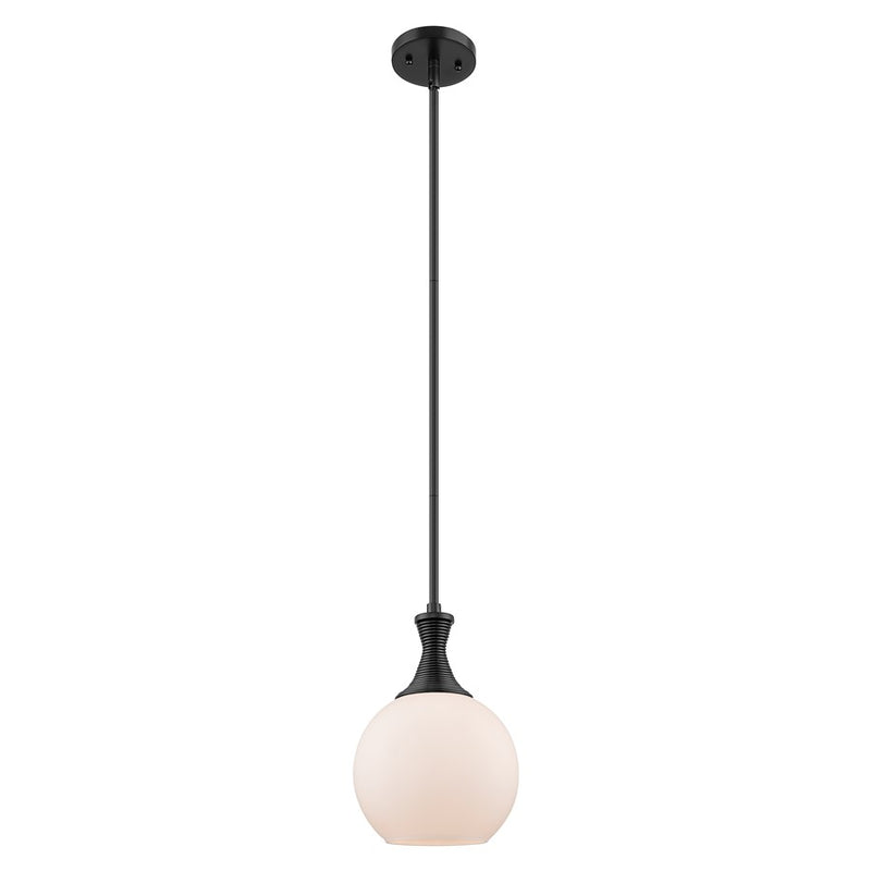 Innovations Astor 1Lt 8" Stem Mini Pendant, Black/White - 415-1S-BK-G121-8