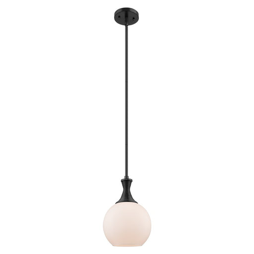 Innovations Astor 1Lt 8" Stem Mini Pendant, Black/White - 415-1S-BK-G121-8