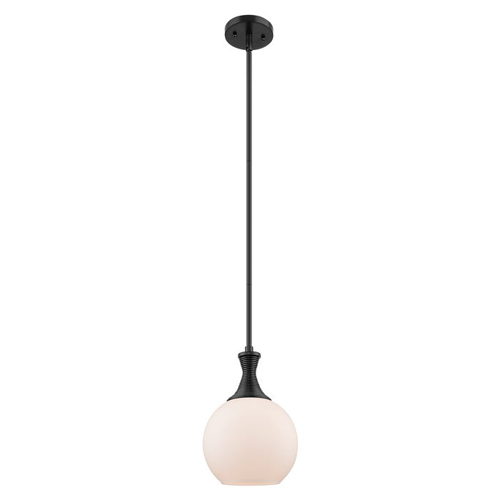 Innovations Astor 1Lt 8" Stem Mini Pendant, Black/White - 415-1S-BK-G121-8