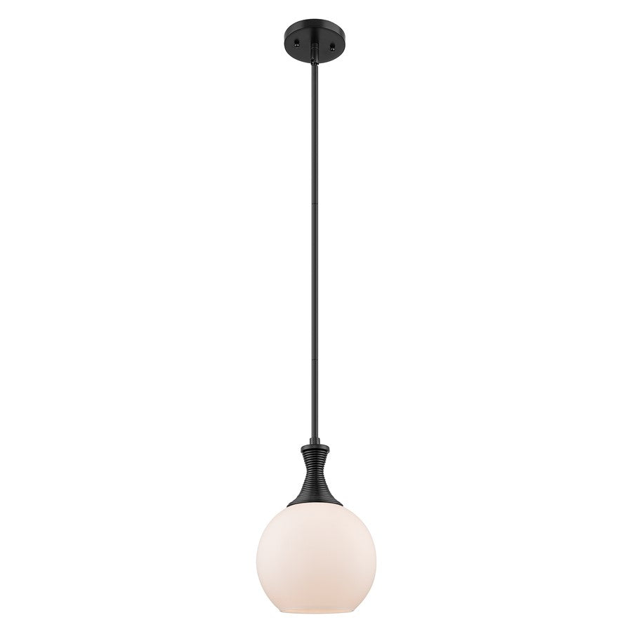 Innovations Astor 1Lt 8" Stem Mini Pendant, Black/White - 415-1S-BK-G121-8