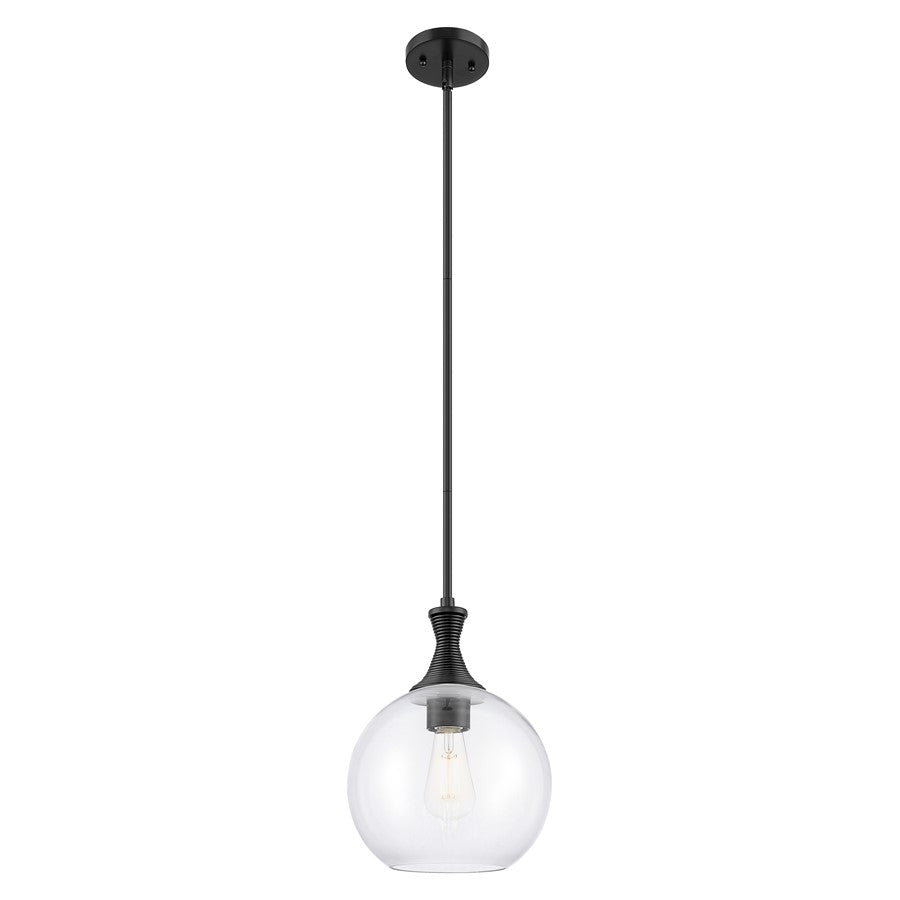 Innovations Astor 1Lt 10" Stem Mini Pendant, Black/Clear - 415-1S-BK-G122-10
