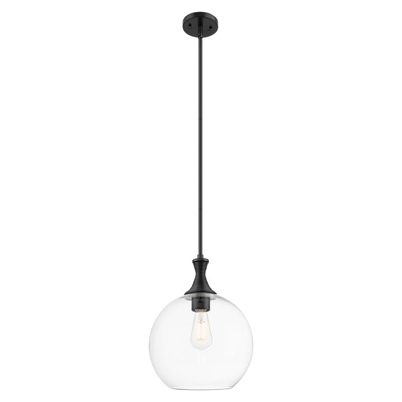 Innovations Astor 1Lt 12" Stem Mini Pendant, Black/Clear - 415-1S-BK-G122-12