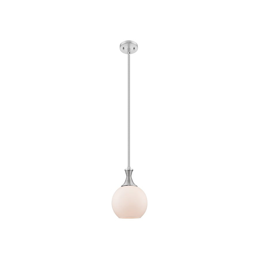 Innovations Astor 1Lt 8" Stem Mini Pendant, SN/White - 415-1S-SN-G121-8