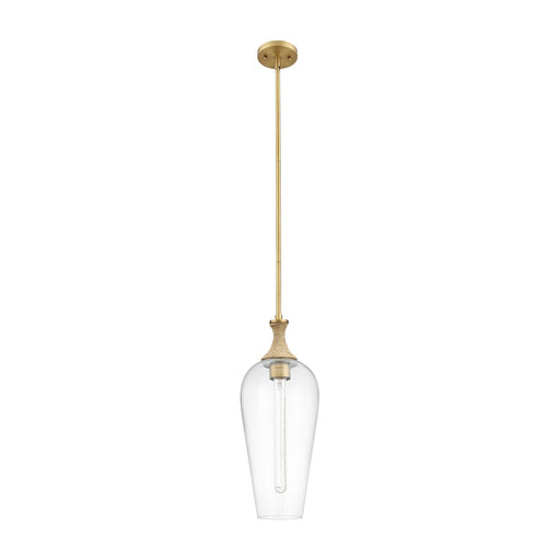 Innovations Chelsea 10in 1-Light Mini Pendant | Industrial Brushed Brass and Matte White Glass | Kitchen Island & Dining | Model 415-1SR-BB-G456-8CL