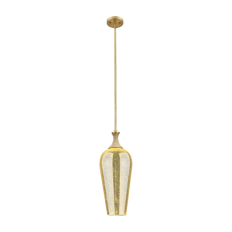Innovations Chelsea 10in 1-Light Mini Pendant | Industrial Brushed Brass and Matte White Glass | Kitchen Island & Dining | Model 415-1SR-BB-G456-8ME
