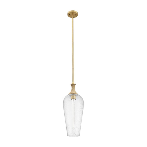 Innovations Chelsea 10in 1-Light Mini Pendant | Brushed Brass and Matte White Glass | Kitchen Island & Dining Room | Model 415-1SR-BB-G456-8SDY