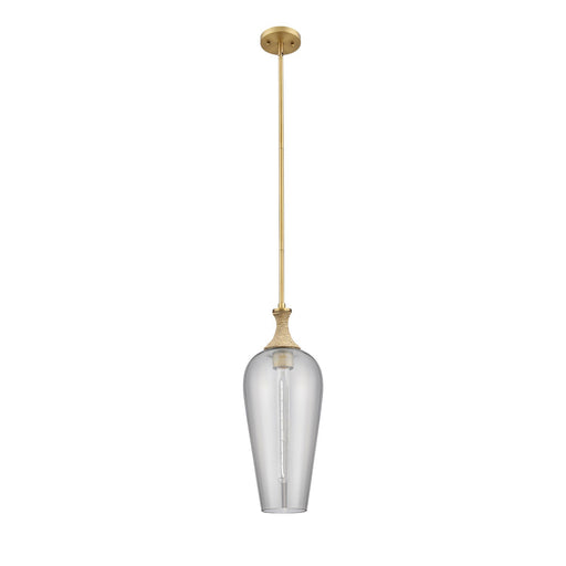 Innovations Chelsea 10in 1-Light Mini Pendant | Brushed Brass and Matte White Glass | Kitchen Island & Dining Room | Model 415-1SR-BB-G456-8SM