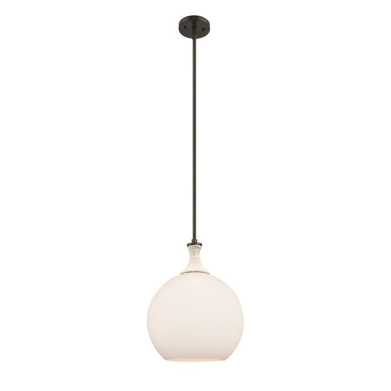 Innovations Astor 1Lt 12" Stem Mini Pendant, BK/WH - 415-1SR-BK-G121-12