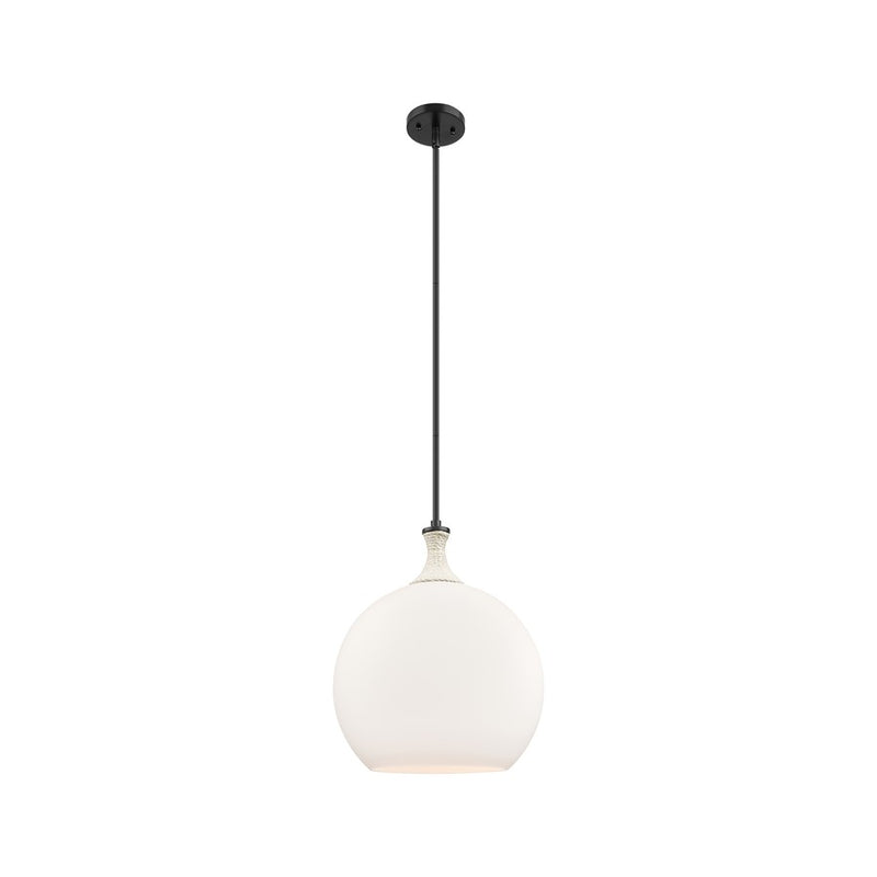 Innovations Astor 1Lt 14" Stem Pendant, BK/WH - 415-1SR-BK-G121-14