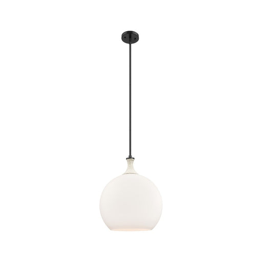Innovations Astor 1Lt 14" Stem Pendant, BK/WH - 415-1SR-BK-G121-14